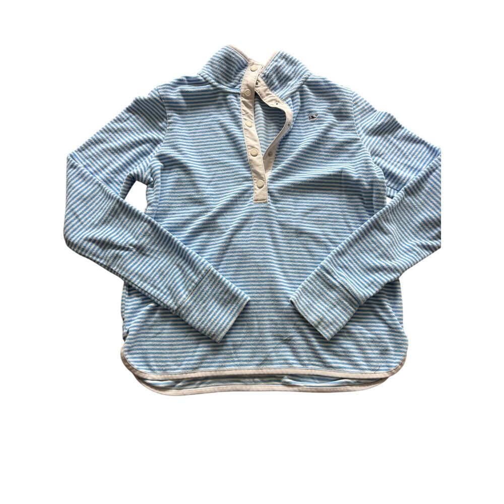 Vineyard Vines striped Terry cloth snap placet pullover medium